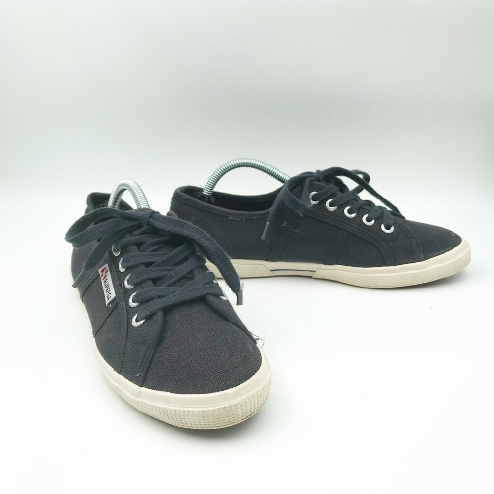 SUPERGA Navy Blue Canvas Lace Up Sneakers Tennis Shoes Casual Preppy Womens 7.5